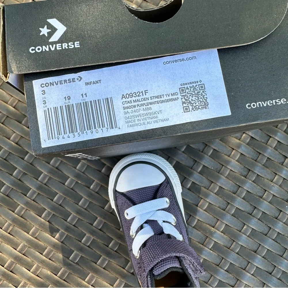 New Converse High-Top Sneakers, Malden Street 1V Mid Size 3M baby, Shadow Purple
